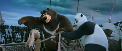 Oscar, get to the helm!
Panda, toss stuff overboard! - Big Trip 2: Special Delivery