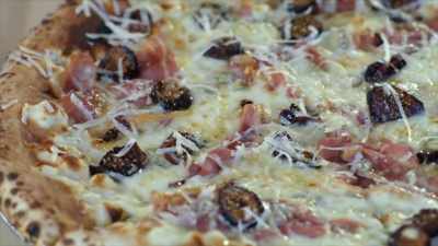 Our fig and prosciutto pizza, - No Recipe Road Trip With the Try Guys