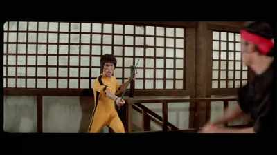 'Our hero presents
his own extended limb, - The Final Game of Death