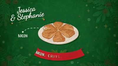 - Our savory bake is gonna be
a bacon, chive, - Baking It