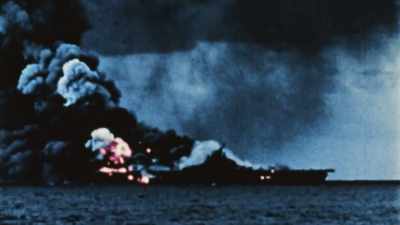 Over four days,
America loses six warships, - The Pacific War in Color