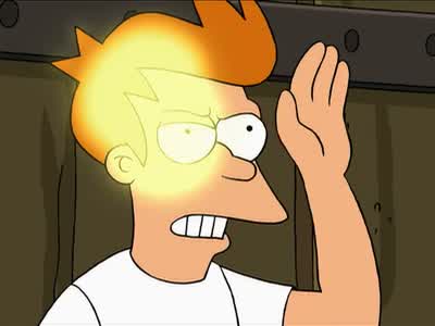 Ow! Come on, fry! Die with dignity! A‐ha! Oops. - Futurama