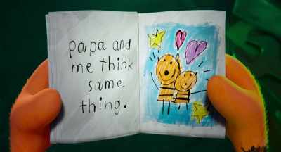 "Papa and me think
the same thing." - Dog Man