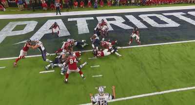 Passes it off to James White - 80 for Brady