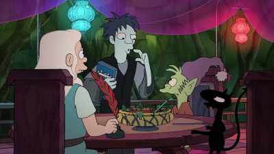 Passive aggressive sarcasm.
[chuckles] Just kidding. - Disenchantment