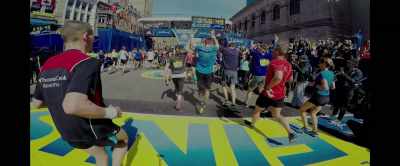 Patrick Downes,
who lost a leg in 2013, - Patriots Day