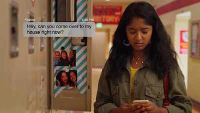 Paxton was texting her...
to go to his house? - Never Have I Ever