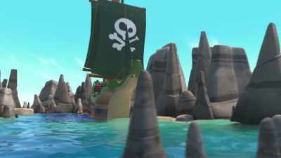 [Penny gasps]
The pirate ship is headed - Top Wing