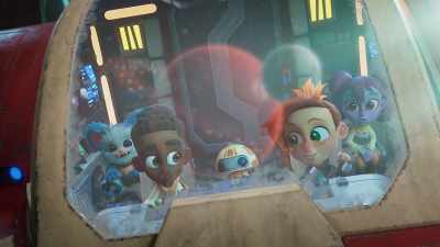 -[people chattering]
-[peaceful music playing] - Star Wars: Young Jedi Adventures