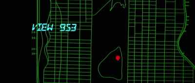 People out below in the park.
Can you see them? - Escape from New York