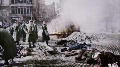 People tried to run 
on the melted streets, - Greatest Events of World War II in Colour