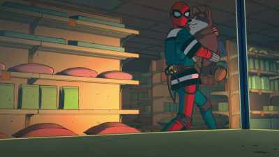 [Peter grunts] Okay. Sit, Spider-Dog!
Good Spider-Dog. - Your Friendly Neighborhood Spider-Man