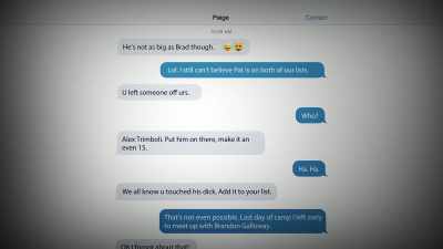 [Peter]  It's an iMessage conversation
between Sara Pearson and Paige Davidson. - American Vandal