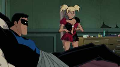 Phew! Definitely could use a shower. - Batman and Harley Quinn