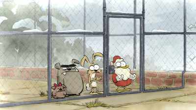 - [Pig] Nice doggy, hello...
- [Snarling] - The Big Bad Fox and Other Tales