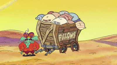 Pillows, culturally ambiguous pillows,
soft and fluffy. - Rocko's Modern Life: Static Cling