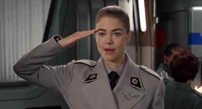 Pilot Trainee Ibanez
reporting for duty, ma'am. - Starship Troopers