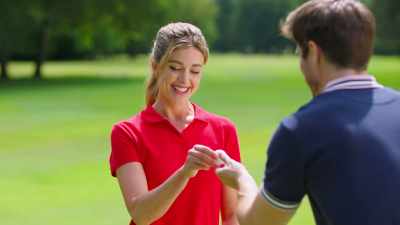 Place the ball.
Close your eyes. - Love on the Right Course