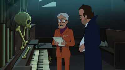 Play a D and then an F.
- [plays organ] - Grimsburg