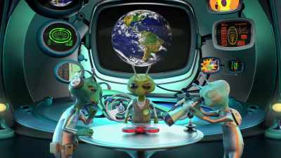 [playful babbling] - Alien TV