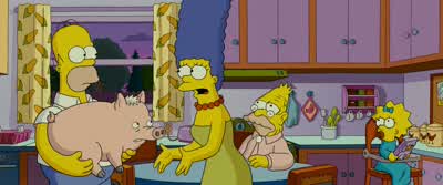 Please get rid of that pigOh you're gonna love him Look he does an impression of youYou nailed herHe also does meYou smiled I'm off the hook - The Simpsons Movie