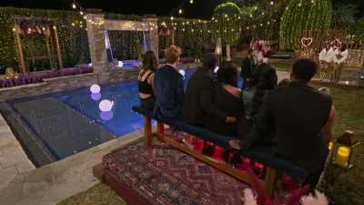 Please walk around the pool
separately to the arches. - Twin Love