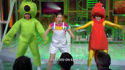 ♪ Pop, blam, wow
Panspermia's how ♪ - Bill Nye Saves the World