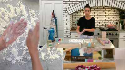 Pour the batter onto there. - Selena + Chef