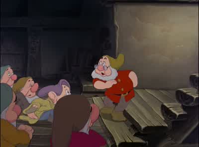 The uh Princess will sleep in our beds upstairsBut where will you sleepOh we'll be quite comfortable down here in inIn a pig's eyeIn a pig's eye Sty No no I meanWe'll be comfortable won't we men - Snow White and the Seven Dwarfs