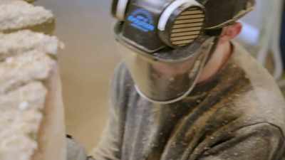 Probably a foot-and-a-half to go,
it's very slow-going. - Handmade: Britain's Best Woodworker