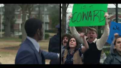 - (PROTESTERS SHOUTING)
- (ALI CONTINUES INDISTINCTLY) - Fight Night: The Million Dollar Heist