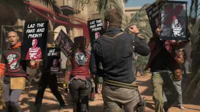 [protestor]
He calls himself a guardian, - Vagrant Queen
