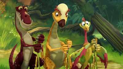 Psst! Use the vine to tie them up. - Gigantosaurus