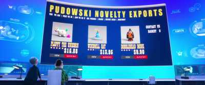 "Pudowski Novelty Exports"?
Pudowski! That kid! - Ron's Gone Wrong