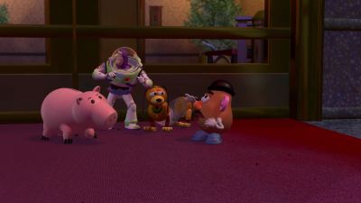 Push the intercom and pretend we're delivering a pizza - Toy Story 2