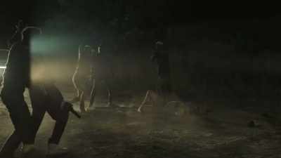 -Put it down.
Put it down. Okay.
-(men chattering) - Trackers