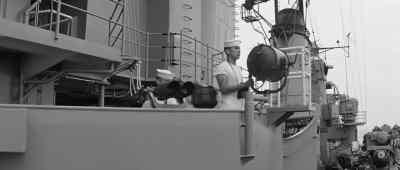 Quarterdeck to signal bridge. - In Harm's Way