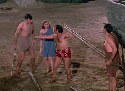 - Quick, the cave!
- No! My dog, he follow us. - Dr  Cyclops