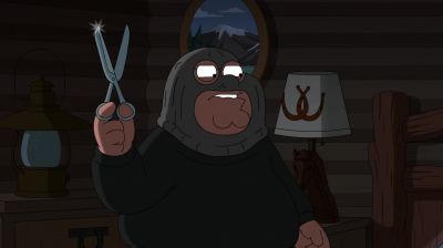 (quietly):
Let's see how popular you are
when I cut off your mustache. - Family Guy
