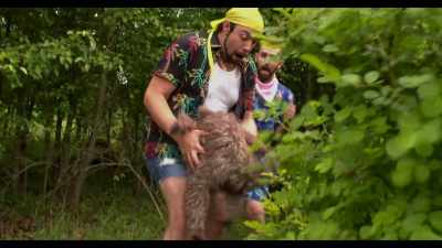 -[raccoon shrieks]
-[ominous music] - Crackcoon