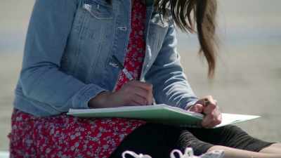         [rachel, writing]
           dear bevin, - An Amish Sin