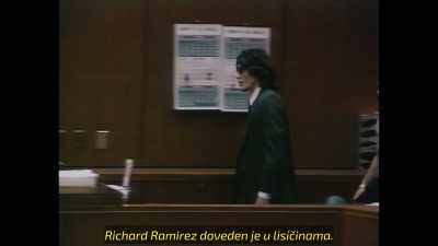 Ramirez
was brought in shackles to his trial, - Night Stalker: The Hunt for a Serial Killer