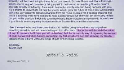 [reading]"I know this will diminish
the value of my old masters, - Taylor Swift vs Scooter Braun: Bad Blood