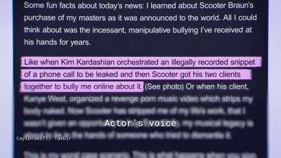 [reading]"Like when Kim Kardashian - Taylor Swift vs Scooter Braun: Bad Blood