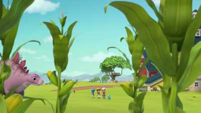 Rebel, today you're going to
learn how to harvest corn, - Dino Ranch