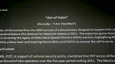 Recall, they had pitched Act of Valor - Theaters of War