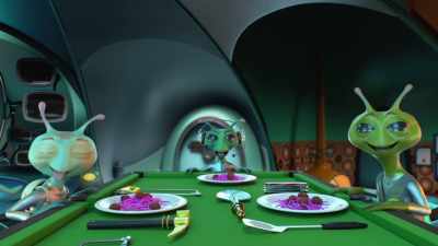 - [relieved sighing]
- [nervous giggling] - Alien TV