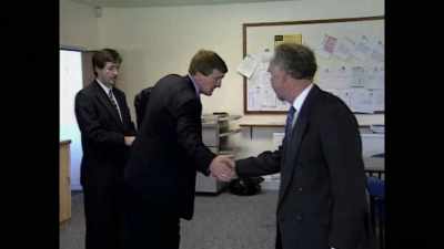[reporter 1]
A friendly handshake
with chairman Robert Coar - Fever Pitch: The Rise of the Premier League