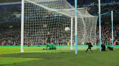 Right-footed and strikes it firmly
with his side foot. - All or Nothing: Manchester City