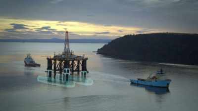 Rigs float thanks to giant buoyancy aids
called pontoons - Europe From Above